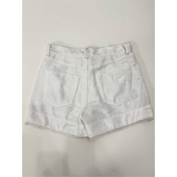 Zadig & Voltaire Womens White Storm Sequin Silk Shorts Size 34 - Picture 2 of 4
